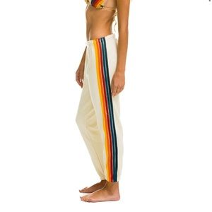 Aviator Nation 5 stripe sweatpants vintage white small